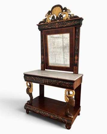 Wandtafel - Mahonie - Consoletafel met spiegel