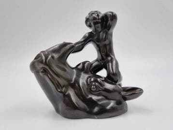 Figuur - Just Andersen Art Deco Sculpture – Boy Riding a