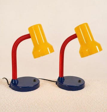 Tafellamp (2) - Memphis Style - Staal, Plastic - Set