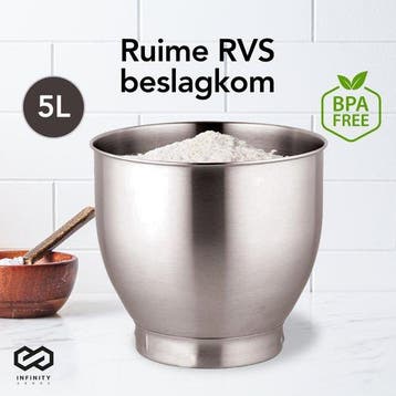 2dekans | Infinity Goods Keukenmachine - Keukenmixer - 5L, Witgoed en Apparatuur, Ophalen of Verzenden, Zo goed als nieuw
