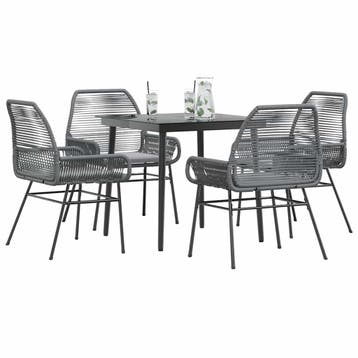 vidaXL 5-delige Tuinset met kussens poly rattan glas grijs, Tuin en Terras, Verzenden, Nieuw, 4 zitplaatsen, Tuinset