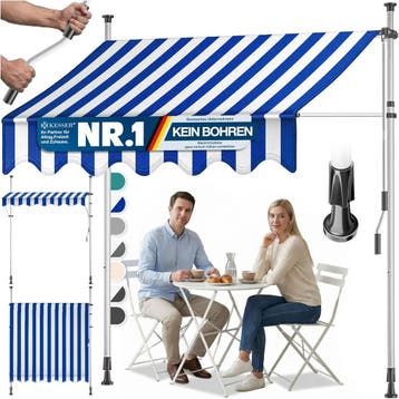 Klemluifel - Balkon luifel - Verticale luifel - 200 cm - Bla, Tuin en Terras, Zonneschermen, Verzenden, Zo goed als nieuw