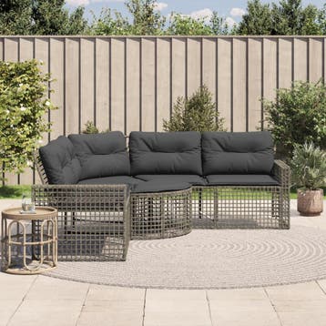 vidaXL Tuinbank met kussens en voetensteun L-vormig poly, Verzenden, Nieuw
