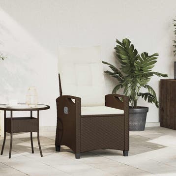 vidaXL Verstelbare tuinstoel Bruin en Crème 56 x 60 x 112 cm, Verzenden, Nieuw, Rotan