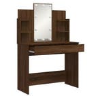 LED Make-up Kaptafel Bruin Eiken – 96x40x142 cm, Modern en S, Huis en Inrichting, Tafels | Kaptafels, Verzenden, Nieuw