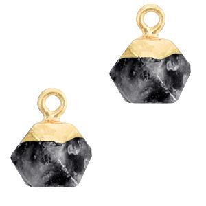 1 x Natuursteen hangers hexagon Anthracite-gold Shimmer S..., Ophalen of Verzenden, Nieuw, Bedel
