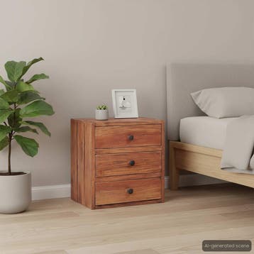vidaXL Nachtkastje met 3 lades 35x25x35 cm massief, Huis en Inrichting, Minder dan 45 cm, Verzenden, Nieuw, Minder dan 55 cm