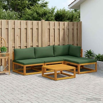 vidaXL Bankstel 5 st Naturel Massief Acaciahout, Tuin en Terras, Verzenden, Nieuw, 5 zitplaatsen