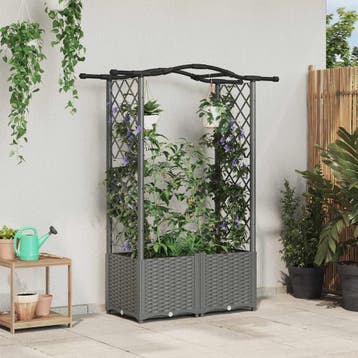 vidaXL Verhoogd Bed met Trellis en Dak Lichtgrijs 125 x 40 x, Verzenden, Nieuw, Minder dan 60 cm, 60 cm of meer