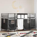 vidaXL Loftbedframe voor Kinderen met Gordijnen Zwart 80 x, Verzenden, Nieuw, Zwart, Metaal