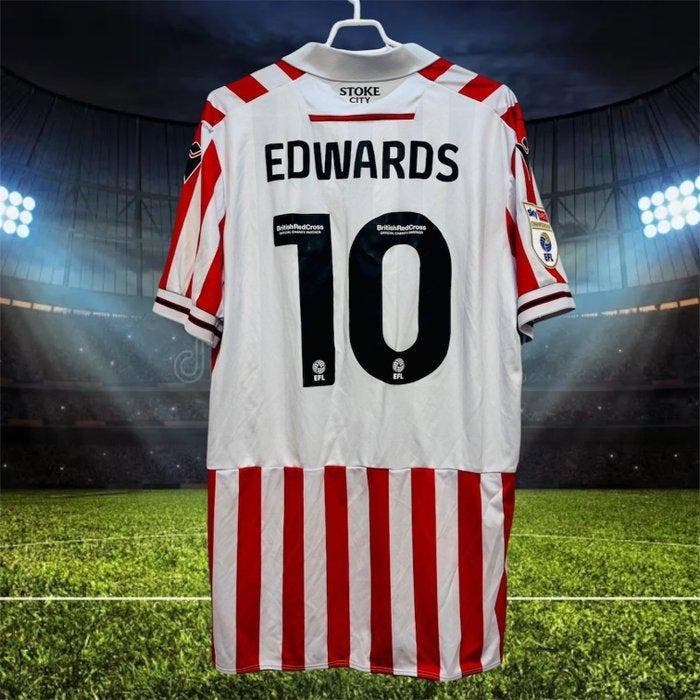 Worn/Issue-Stoke City - Engelse voetbalcompetitie - Edwards, Verzamelen, Overige Verzamelen