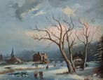 Hollandse school (XX) - Antiek Hollands winterlandschap
