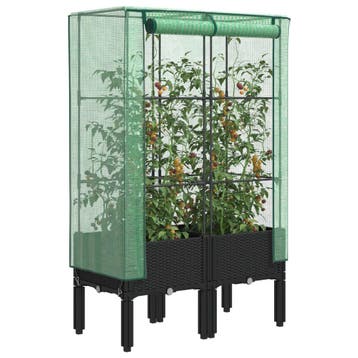 vidaXL Plantenbak verhoogd met kashoes 80x40x140 cm, Verzenden, Nieuw, Kunststof