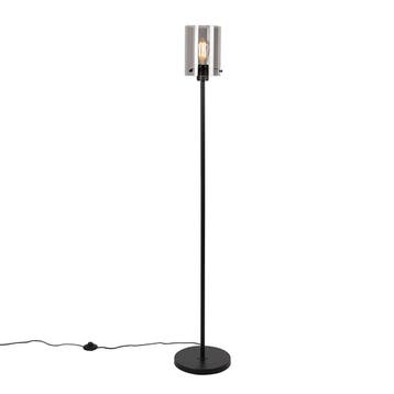 Design vloerlamp zwart met smoke glas - Dome, Verzenden, Nieuw, Design