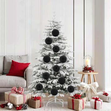 vidaXL Kerstbal Set XL 9 st Zwart Ø 15 cm Kunststof, Verzenden, Nieuw