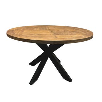 Ronde tafel met ingelegd bladRonde eettafels, Ophalen of Verzenden, Nieuw