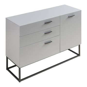 Sideboard Lavangen commode 75x100x35 cm lichtgrijs en zwart, Verzenden, Nieuw