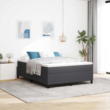 vidaXL Platform bedframe Donkergrijs 140 x 190 cm Katoen, Verzenden, Nieuw, Tweepersoons, Stof