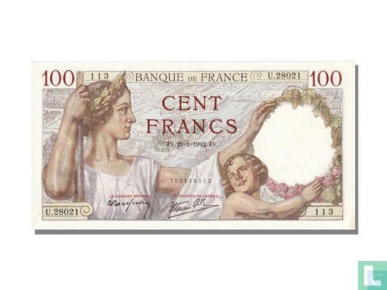 Frankrijk 100 Francs - 1942, Postzegels en Munten, Bankbiljetten | Europa | Niet-Eurobiljetten, Los biljet, Frankrijk, Verzenden