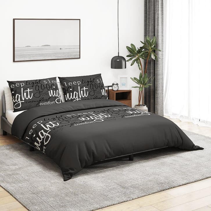 vidaXL Dekbedovertrekset 200x220 cm katoen zwart, Huis en Inrichting, Slaapkamer | Beddengoed, Zwart, Nieuw, Verzenden