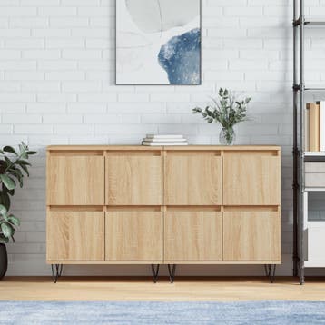 vidaXL Dressoirs 2 st bewerkt hout sonoma eikenkleurig, Verzenden, Nieuw, Overige houtsoorten, Minder dan 50 cm