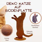 Patina poes Feline | op grondplaat | Metalen figuur voor, Verzenden, Nieuw