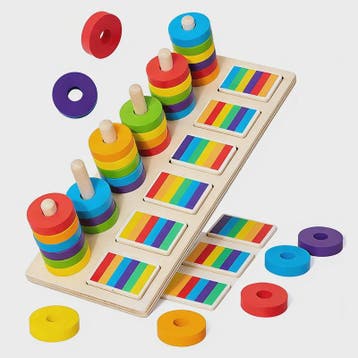 Montessori Houten Regenboog Ringenspel - Kleuren Sorteren &, Verzenden, Nieuw