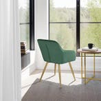 Eetkamerstoel Marilyn fluweellook, gouden poten - donkergroe, Verzenden, Nieuw