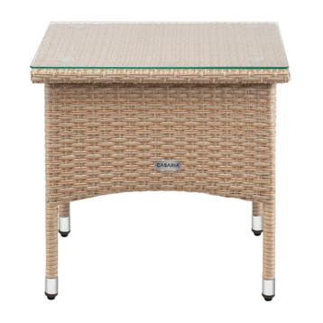 Polyrotan Bijzettafel Grijs-Beige 50x50x45cm (Meubelen), Verzenden