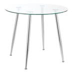 [en.casa] Glazen tafel Humppila rond 75x87 cm chroom en tran, Huis en Inrichting, Tafels | Eettafels, Verzenden, Nieuw