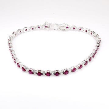 Armband - 18 karaat Witgoud - 5.10ct. tw. Robijn - Diamant -, Nieuw