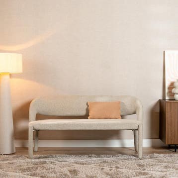 50% Korting: Eetkamerbank June bouclé taupe 160 cm, Ophalen, Zo goed als nieuw, Grijs