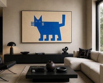 Hamelink - Blue Cat, Antiek en Kunst, Kunst | Schilderijen | Modern