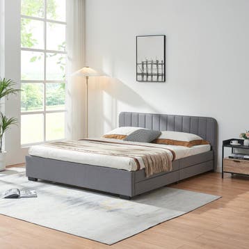 Bed Nofrenna met matras en 4 bedlades 200x140 cm grijs [en.c, Verzenden, Nieuw