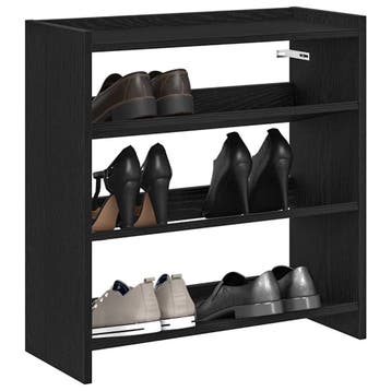 vidaXL Schoenenrek 60x25x62 cm bewerkt hout zwart, Verzenden, Nieuw