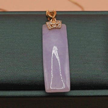NGTC-gecertificeerd Grade-A lavendeljadeiet-ketting -, Verzamelen, Mineralen en Fossielen