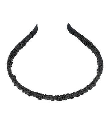 Haarband Diadeem 1cm – Gerimpeld Imitatie Lakleer – Zwart, Nieuw
