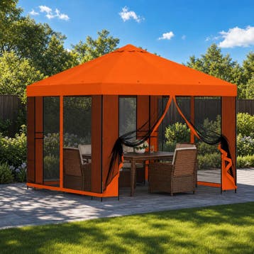 vidaXL Tuin Gazebo met Zijwanden 3 x 3 m Oranje Polyester en, Verzenden, Nieuw