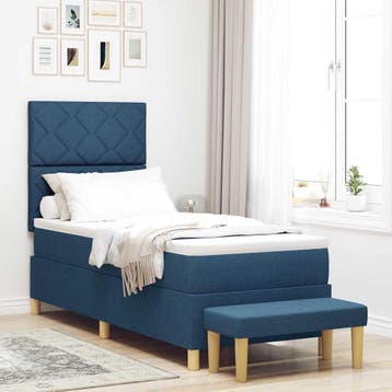 vidaXL Boxspring bed met hoofdeinde Blauw 200 x 80 cm Stof, Verzenden, Nieuw, Eenpersoons, Blauw
