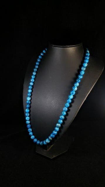 Blauwe apatiet kralenketting streng Ronde kralen - Hoogte: