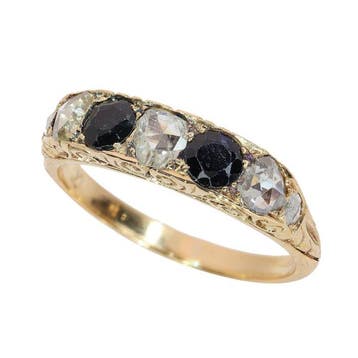 Ring - 18 karaat Geel goud - 0.88ct. tw. Saffier - Diamant -, Nieuw