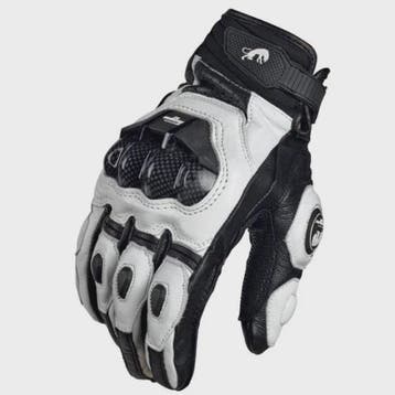 Leren Motorhandschoenen Zwart Wit - Racing & Touchscreen Com, Verzenden, Nieuw