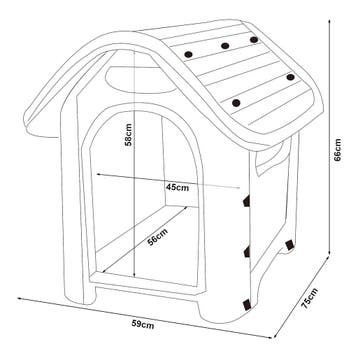 Hondenhok Bello kunststof wit en grijs 75x59x66 cm [en.casa], Verzenden, Nieuw