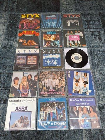 Styx, ABBA - -  15 beautiful original singles 45 RPM from, Nieuw in verpakking