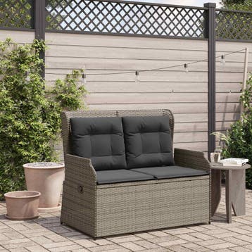 vidaXL Tuinbank Grijs poly rattan, Verzenden, Nieuw, Rotan