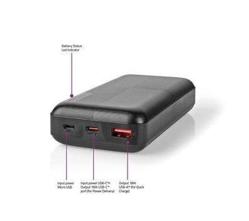 Nedis Powerbank | 20000 mAh | 2x 3.0 A | Outputs: 2, Ophalen of Verzenden, Nieuw, Nedis