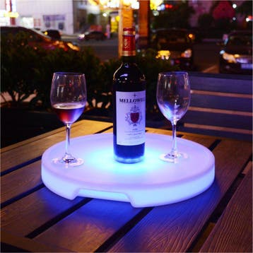 RGB Led verlicht dienblad rond oplaadbaar met ab, Huis en Inrichting, Kunststof, Rond, Nieuw, Ophalen of Verzenden