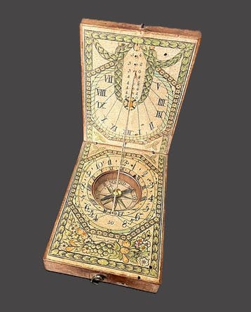 Vintage Diptych sundial - Buxushout - Duitsland - 18e/19e