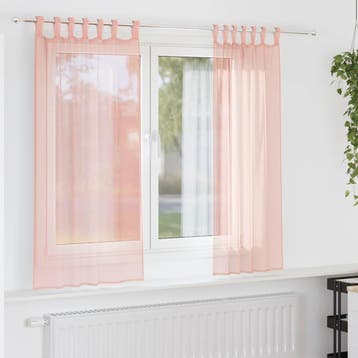 vidaXL Gordijnen voile met lussen 2 st 140x140 cm roze, Verzenden, Nieuw, Roze