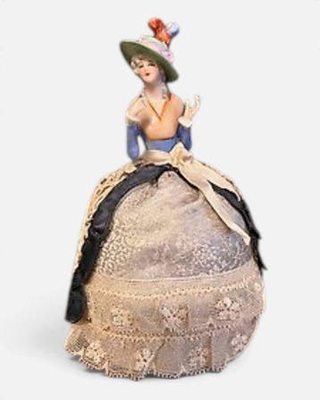 Beeldje - Porcelain half doll pincushion - Porselein,